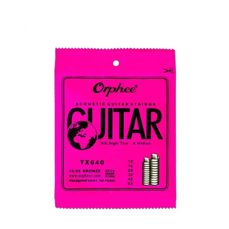 Металлические струны для акустической гитары Orphee 12-53 bronze 75/25 
Металлические струны для акустической гитары Orphee 12-53 bronze 75/25