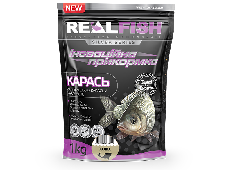 Прикормка Real Fish 1кг Рыболовная прикормка Карась (халва)
Прикормка Real Fish 1кг Рыболовная прикормка Карась (халва)