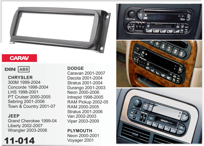 1-DIN переходная рамка JEEP Grand Cherokee, CHRYSLER 300M, Concorde, LHS, DODGE, PLYMOUTH, CARAV 11-014
1-DIN переходная рамка JEEP Grand Cherokee, CHRYSLER 300M, Concorde, LHS, DODGE, PLYMOUTH, CARAV 11-014