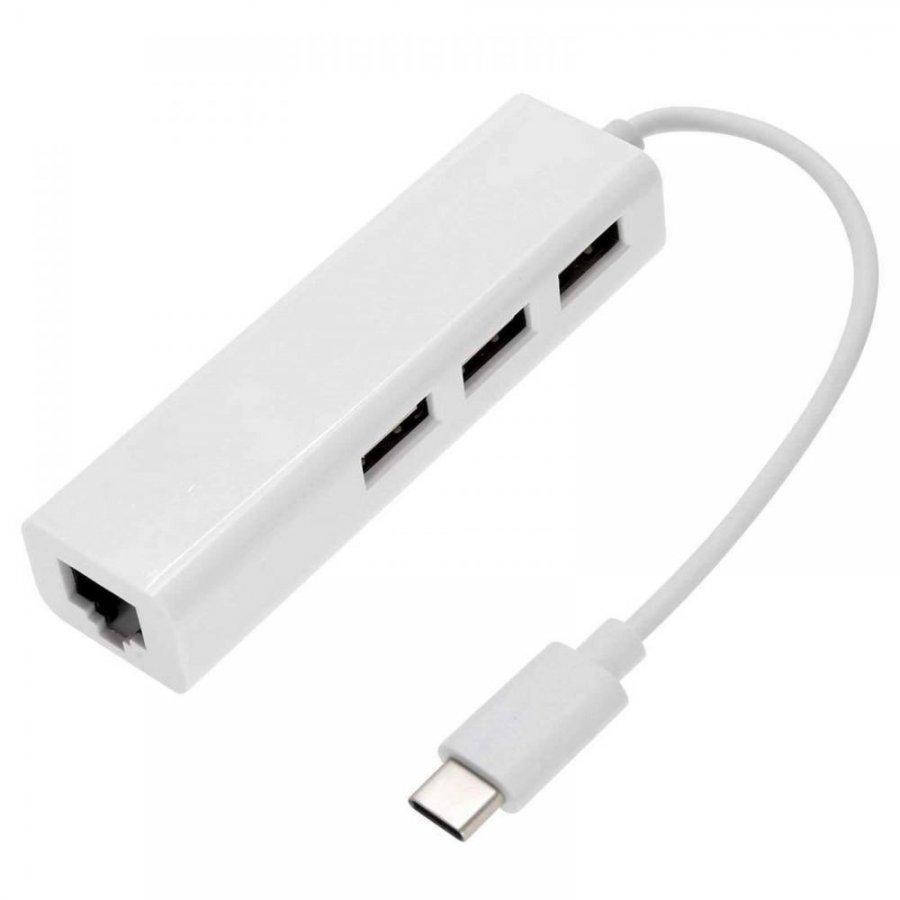 Переходник адаптер концентратор разветвитель Type-C на 3 USB RJ45 LAN 
Переходник адаптер концентратор разветвитель Type-C на 3 USB RJ45 LAN