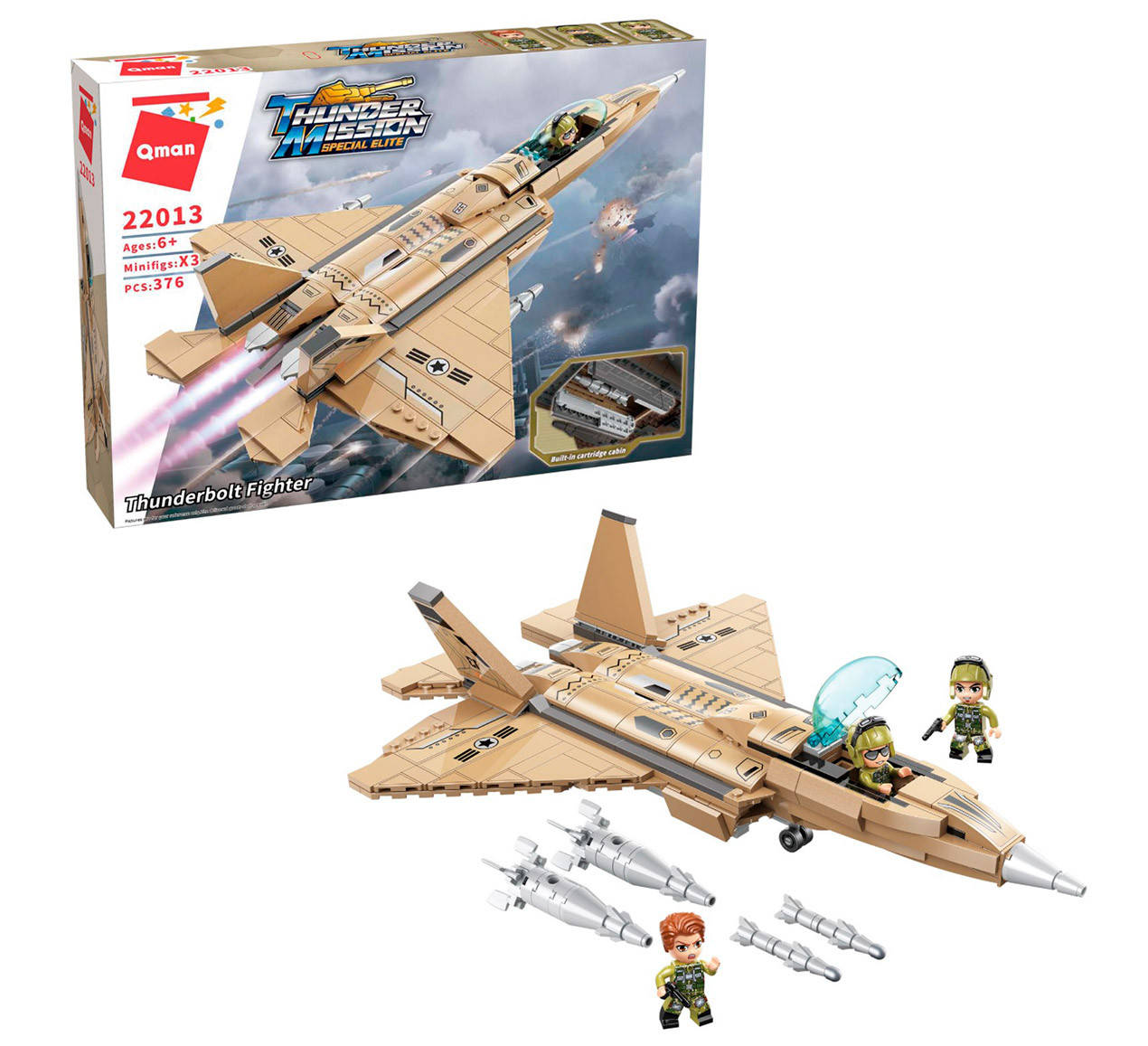 Конструктор Qman Истребитель Thunderbolt Thunder Mission 376 деталей 22013, Разные цвета
Конструктор Qman Истребитель Thunderbolt Thunder Mission 376 деталей 22013, Разные цвета