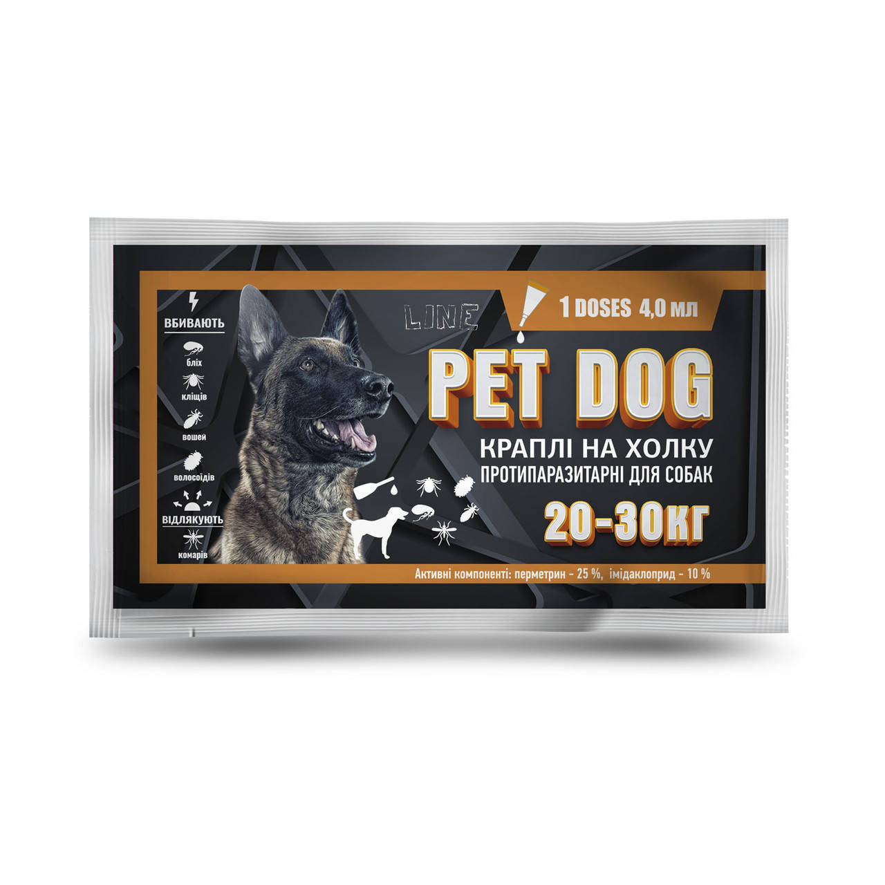 Капли PET DOG для собак весом 20-30 кг, 4 мл №1 от клещей, блох, власоедов, комаров, Круг
Капли PET DOG для собак весом 20-30 кг, 4 мл №1 от клещей, блох, власоедов, комаров, Круг