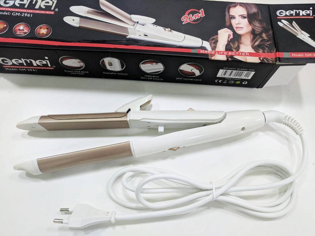 Утюжок плойка 2 в 1 для укладки волос Gemei GM 2961 30 Вт 
Утюжок плойка 2 в 1 для укладки волос Gemei GM 2961 30 Вт