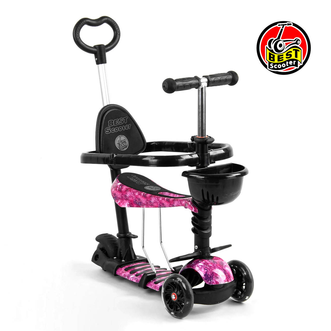 Детский трехколесный самокат 5 в 1 с сиденьем и родительской ручкой Best Scooter S 5099 Черный
Детский трехколесный самокат 5 в 1 с сиденьем и родительской ручкой Best Scooter S 5099 Черный