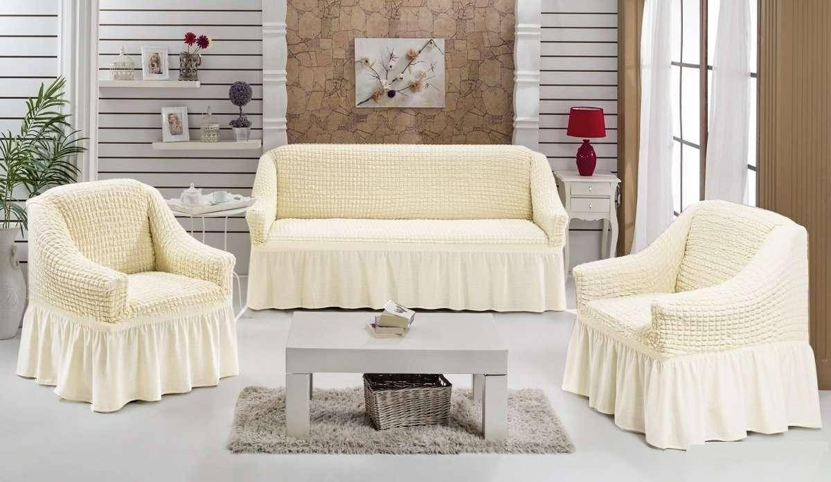 МНОГО РАСЦВЕТОК! Набор чехлов для мягкой мебели на диван и 2 кресла с юбочкой рюшами кремовый Турция
МНОГО РАСЦВЕТОК! Набор чехлов для мягкой мебели на диван и 2 кресла с юбочкой рюшами кремовый Турция