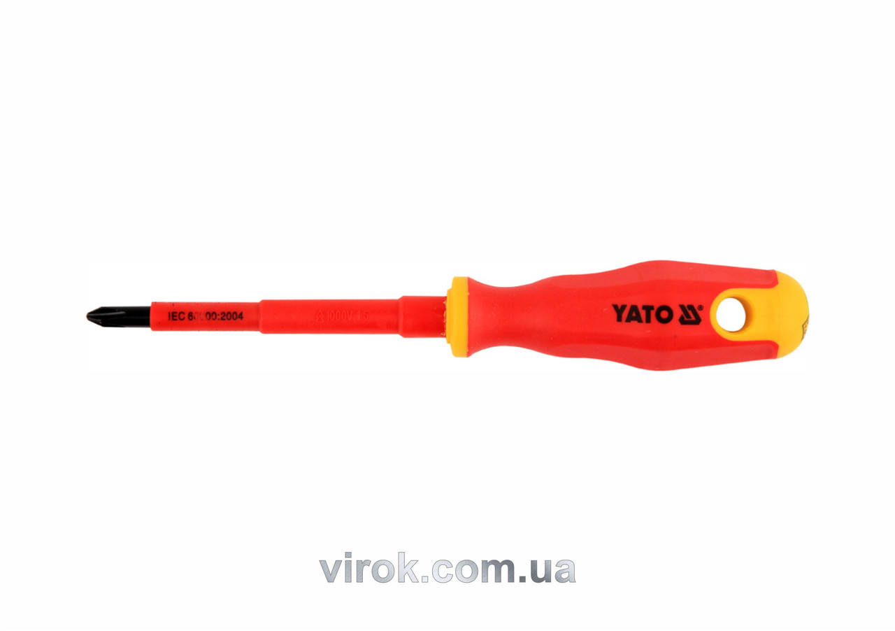 Отвертка диэлектрическая крестовая YATO PH2 x 100 мм VDE до 1000 В 
Отвертка диэлектрическая крестовая YATO PH2 x 100 мм VDE до 1000 В