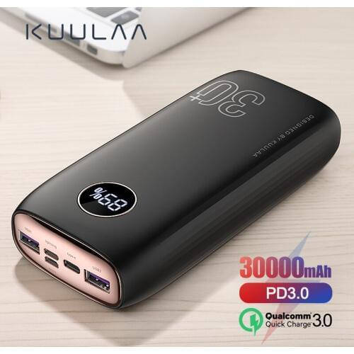 Оригинальный Power Bank 30000mAh KUULAA Быстрая зарядка QC3.0 QC4.0 PD 5V-3A 9V-2A 12V-1.5A c LED экраном.
Оригинальный Power Bank 30000mAh KUULAA Быстрая зарядка QC3.0 QC4.0 PD 5V-3A 9V-2A 12V-1.5A c LED экраном.