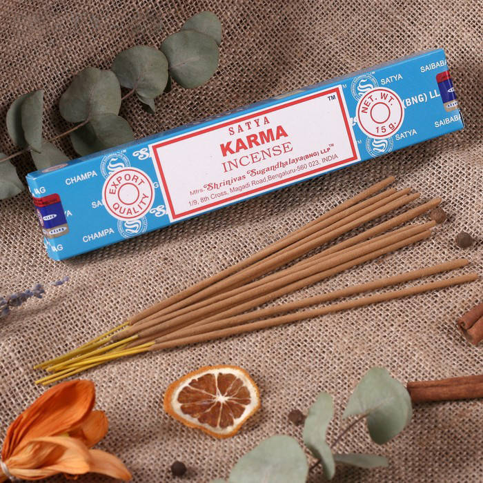 Ароматические палочки КАРМА (KARMA, SATYA), 15 грамм - Натуральные индийские благовония масала
Ароматические палочки КАРМА (KARMA, SATYA), 15 грамм - Натуральные индийские благовония масала