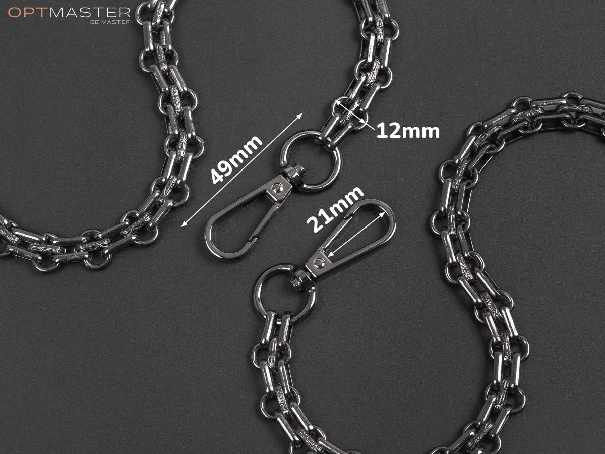 Цепочка (ручка) для сумки клатча 120 см с карабином, арт. 65-121, темный никель
Цепочка (ручка) для сумки клатча 120 см с карабином, арт. 65-121, темный никель