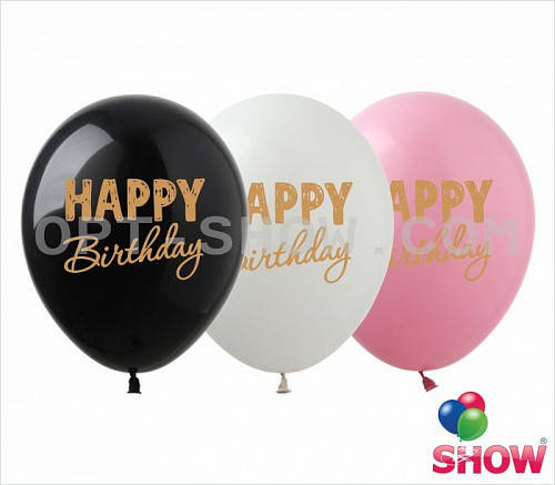 Латексные воздушные шары Show с золотой надписью Happy Birthday, 12" 30 см, 10 шт, Разные цвета
Латексные воздушные шары Show с золотой надписью Happy Birthday, 12" 30 см, 10 шт, Разные цвета
