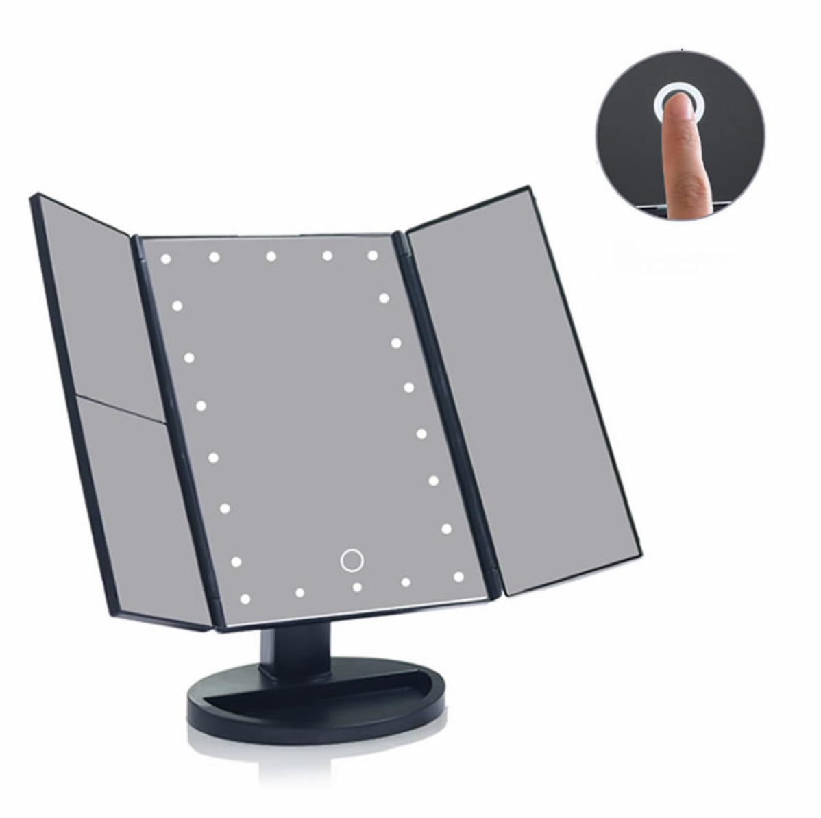 Зеркало тройное для макияжа Superstar Magnifying Mirror с LED-подсветкой прямоугольное с увеличением черное!!
Зеркало тройное для макияжа Superstar Magnifying Mirror с LED-подсветкой прямоугольное с увеличением черное!!