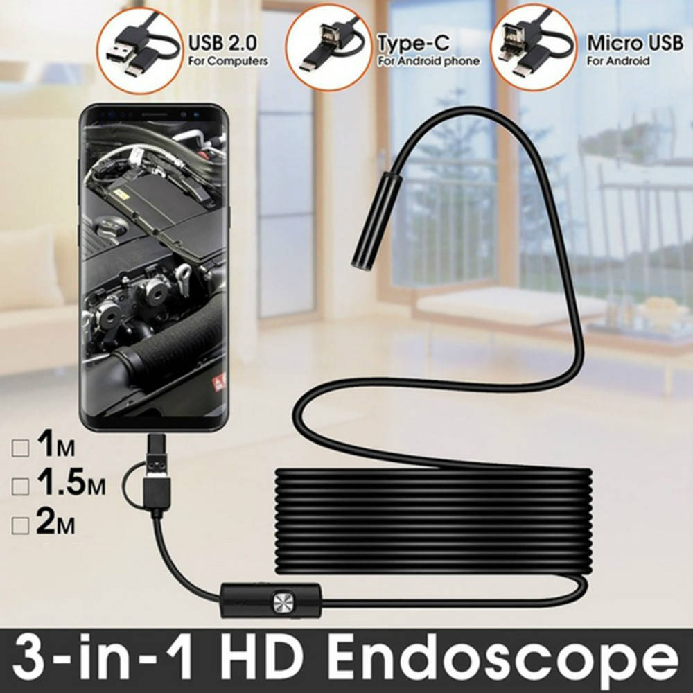 Миниатюрная камера-эндоскоп 7 мм USB TYPE-C, Micro-USB (1 метр гибкий провод) KS12005
Миниатюрная камера-эндоскоп 7 мм USB TYPE-C, Micro-USB (1 метр гибкий провод) KS12005