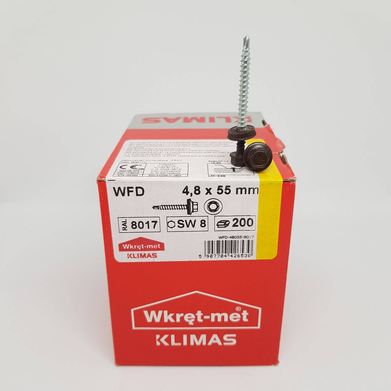 Кровельные саморезы Klimas Wkret-Met 4,8х55 мм по дереву (200 шт.) с резиновой шайбой EDPM для металлочерепицы
Кровельные саморезы Klimas Wkret-Met 4,8х55 мм по дереву (200 шт.) с резиновой шайбой EDPM для металлочерепицы