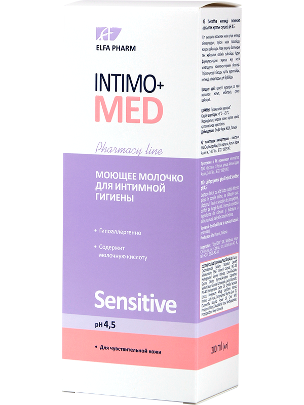 Молочко для интимной гигиены Sensitive 200мл Intimo+med Elfa Pharm 
Молочко для интимной гигиены Sensitive 200мл Intimo+med Elfa Pharm