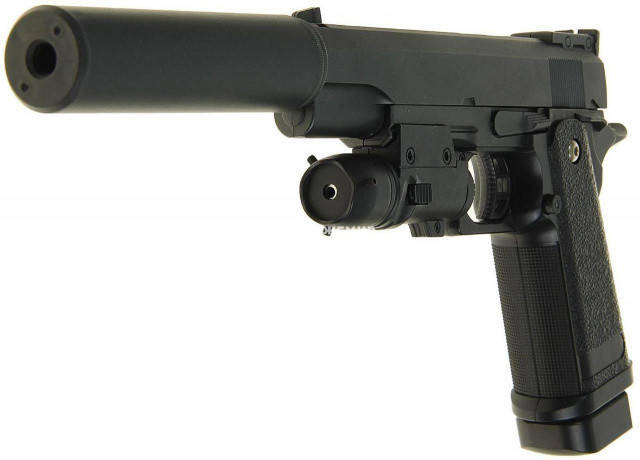 Страйкбольный пистолет Galaxy G6A Colt M1911 Hi-Capa с глушителем и прицелом, металл, черный.
Страйкбольный пистолет Galaxy G6A Colt M1911 Hi-Capa с глушителем и прицелом, металл, черный.