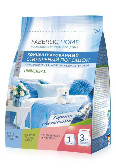 Стиральный порошок универсальный концентрированный «Горная свежесть» Faberlic Home Фаберлик
Стиральный порошок универсальный концентрированный «Горная свежесть» Faberlic Home Фаберлик