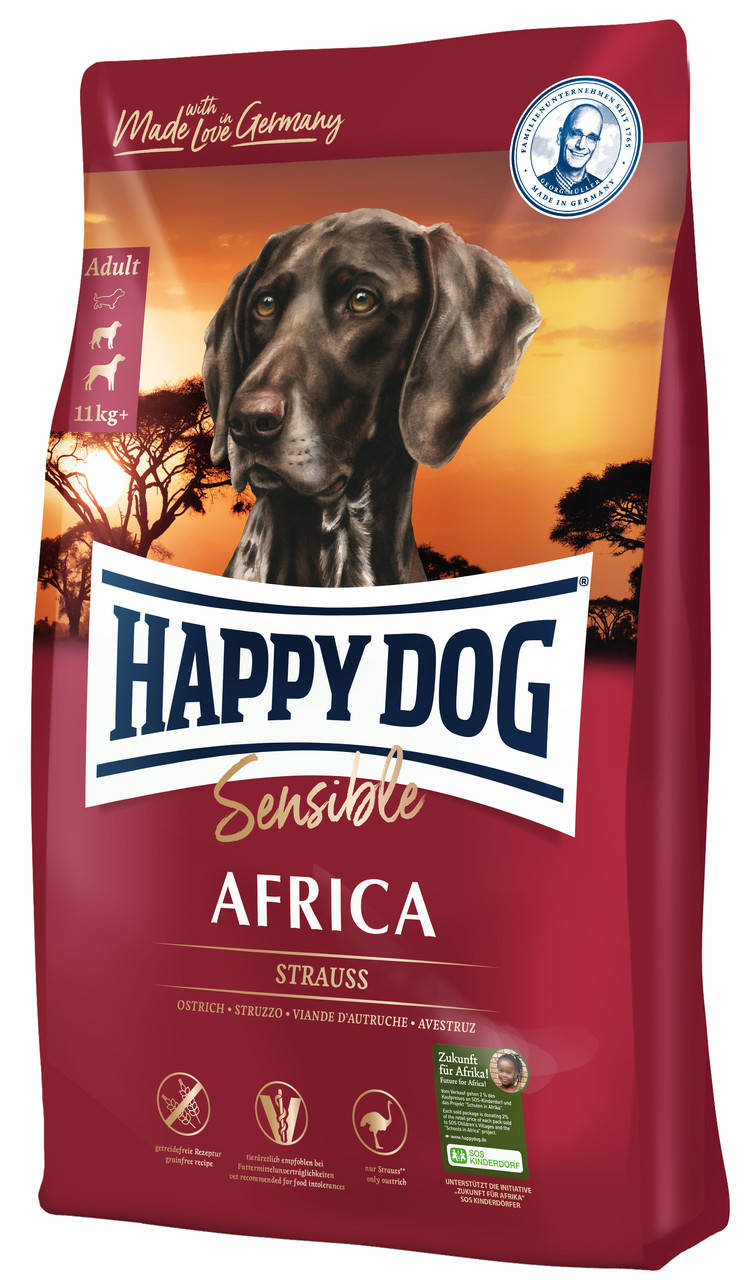 Happy Dog Sensible Africa (Хэппи Дог Сенсибл Африка) сухой корм без злаков для собак при непереносимости корма
Happy Dog Sensible Africa (Хэппи Дог Сенсибл Африка) сухой корм без злаков для собак при непереносимости корма