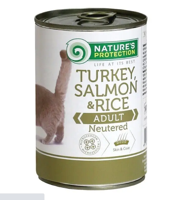 Nature's Protection Neutered with Turkey, Salmon&Rice Корм для стерилизованных котов и кошек 400 г
Nature's Protection Neutered with Turkey, Salmon&Rice Корм для стерилизованных котов и кошек 400 г