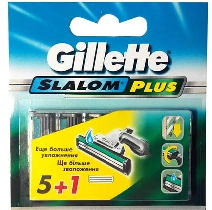 Сменные кассеты для бритья Gillette Slalom Plus 5+1 шт 
Сменные кассеты для бритья Gillette Slalom Plus 5+1 шт