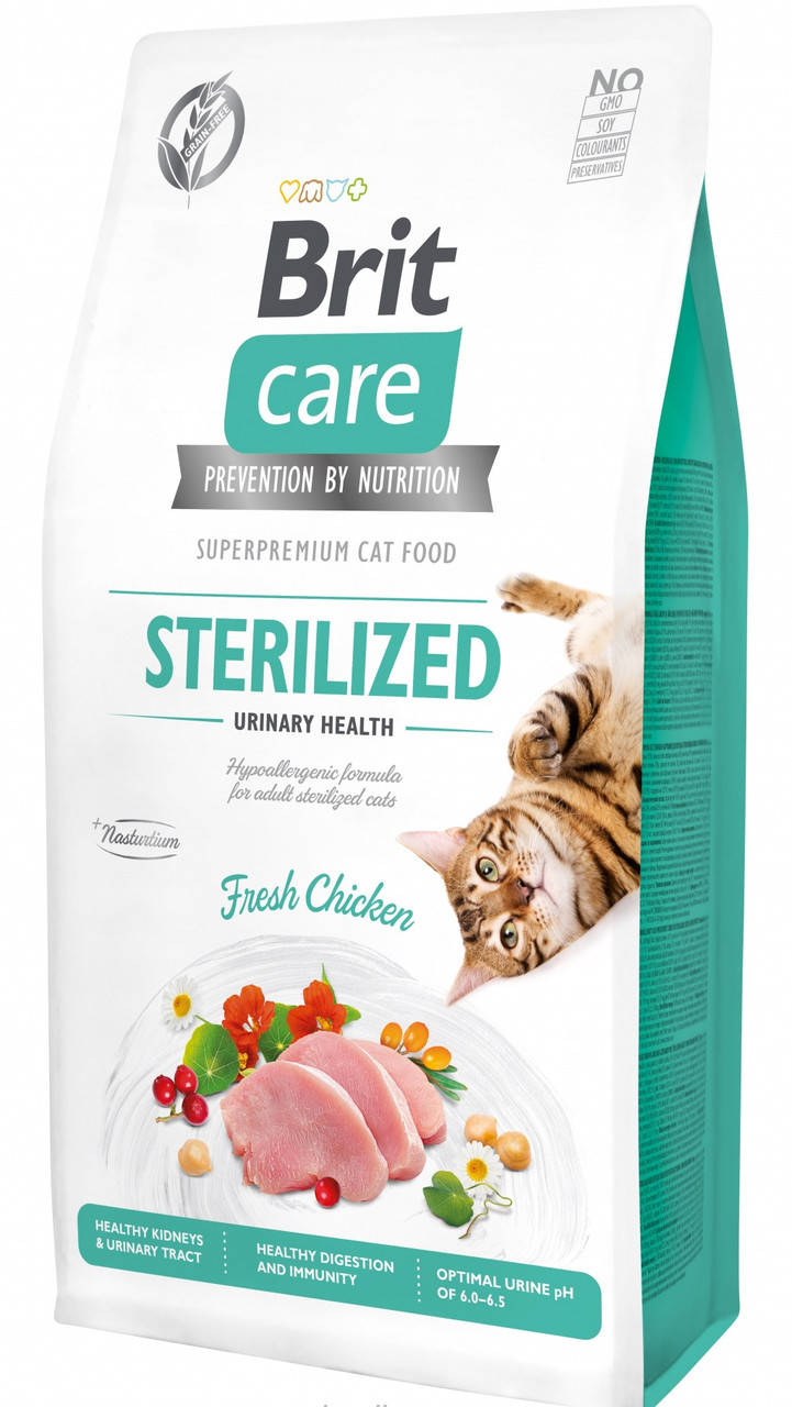 Brit Care (Брит Кеа) Cat GF Sterilized Urinary Health для взрослых стерилизованных котов со свежей курицей,2кг
Brit Care (Брит Кеа) Cat GF Sterilized Urinary Health для взрослых стерилизованных котов со свежей курицей,2кг