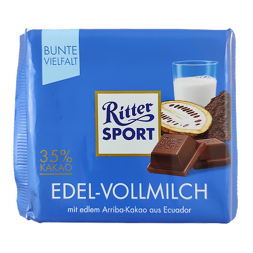 Шоколад Ріттер Спорт тонкий мол. шок. Ritter Sport fine milk chocolate(edel-vollmich) 100g 80шт/ящ (Код :
Шоколад Ріттер Спорт тонкий мол. шок. Ritter Sport fine milk chocolate(edel-vollmich) 100g 80шт/ящ (Код :