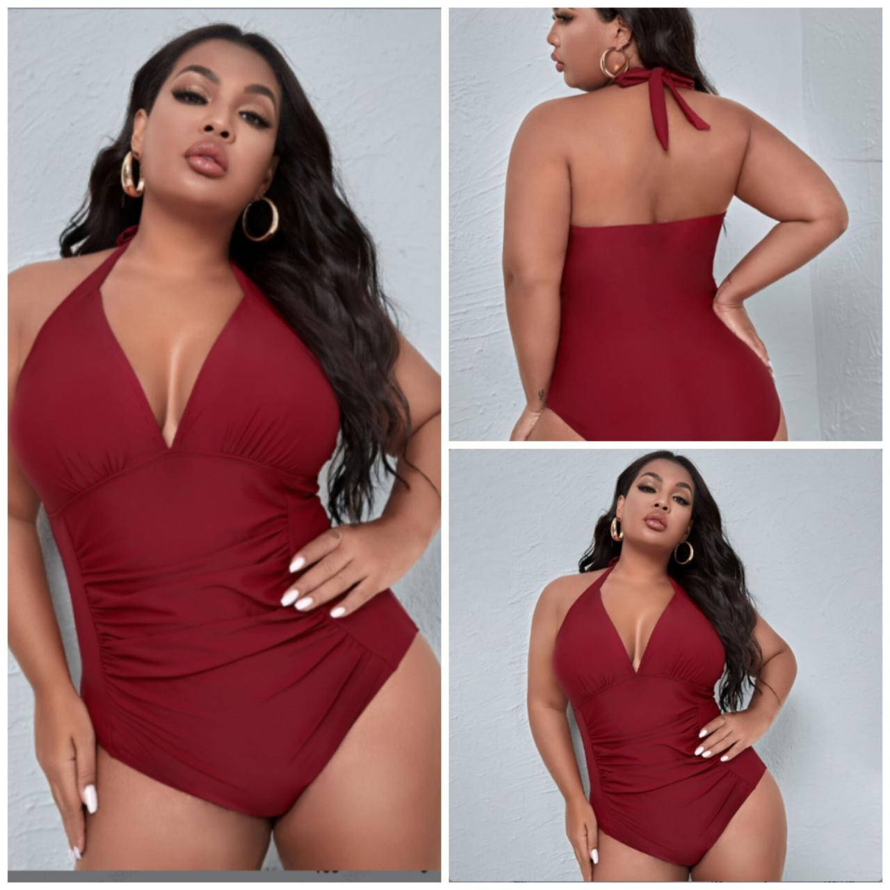 Купальник Сдельный. Бургунди. Бордовый. Большие размеры.