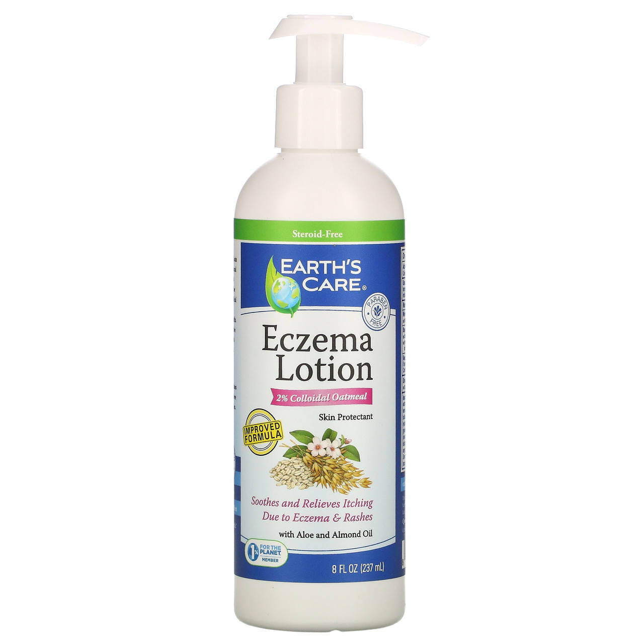 Earth's Care, Eczema Lotion, 2% Colloidal Oatmeal, 8 fl oz (237 ml), официальный сайт, ERC-00307
Earth's Care, Eczema Lotion, 2% Colloidal Oatmeal, 8 fl oz (237 ml), официальный сайт, ERC-00307