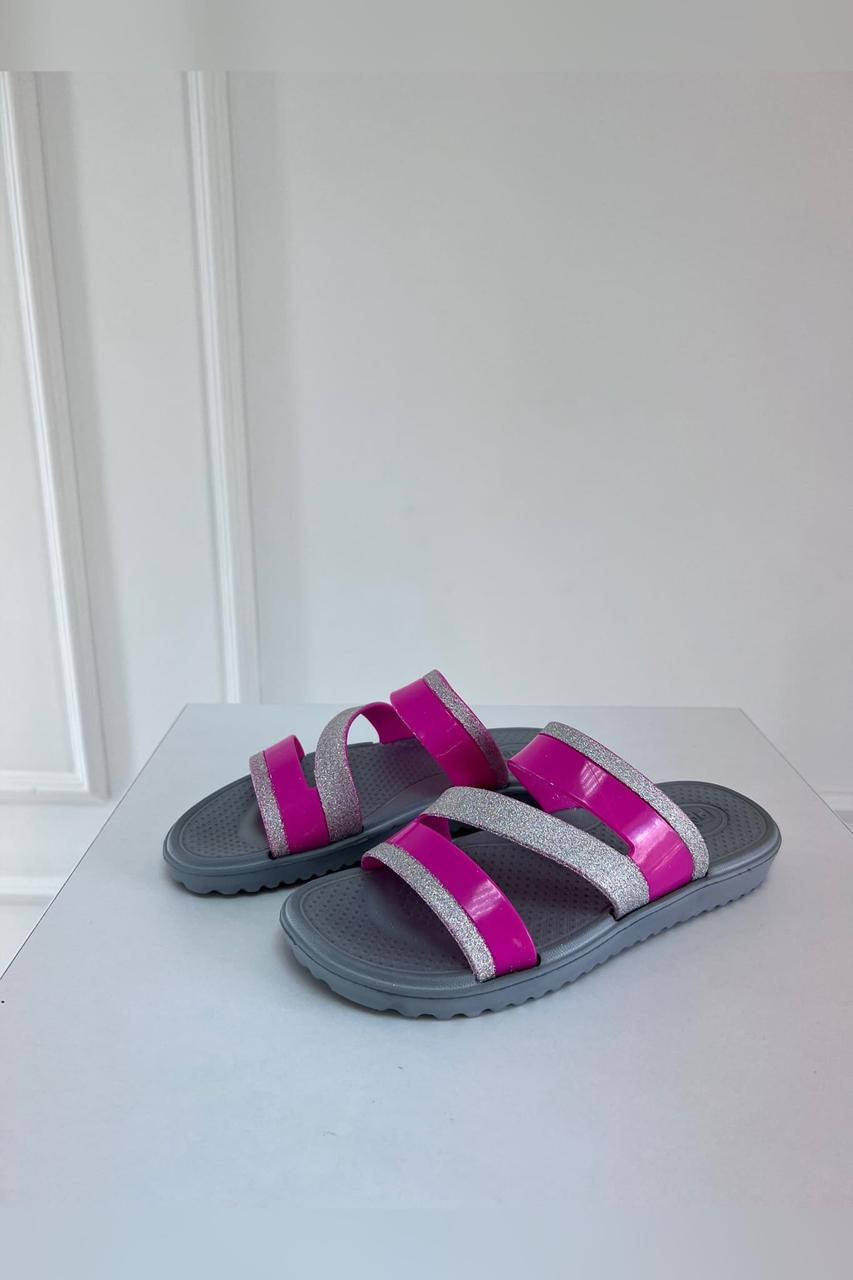 Шлепки женские розовые с серым AAA 144358M 
Шлепки женские розовые с серым AAA 144358M