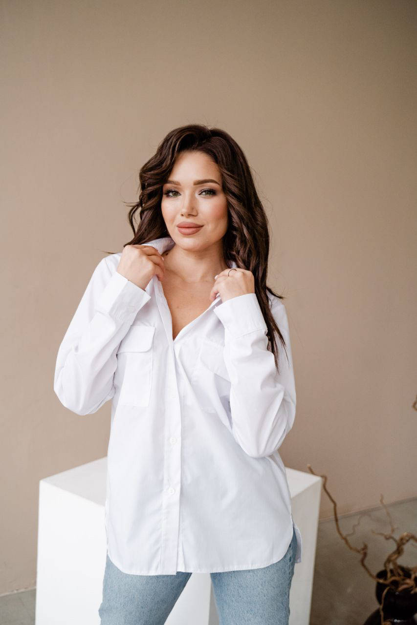 Рубашка Белая женская с карманами Оригинал
Рубашка Белая женская с карманами Оригинал