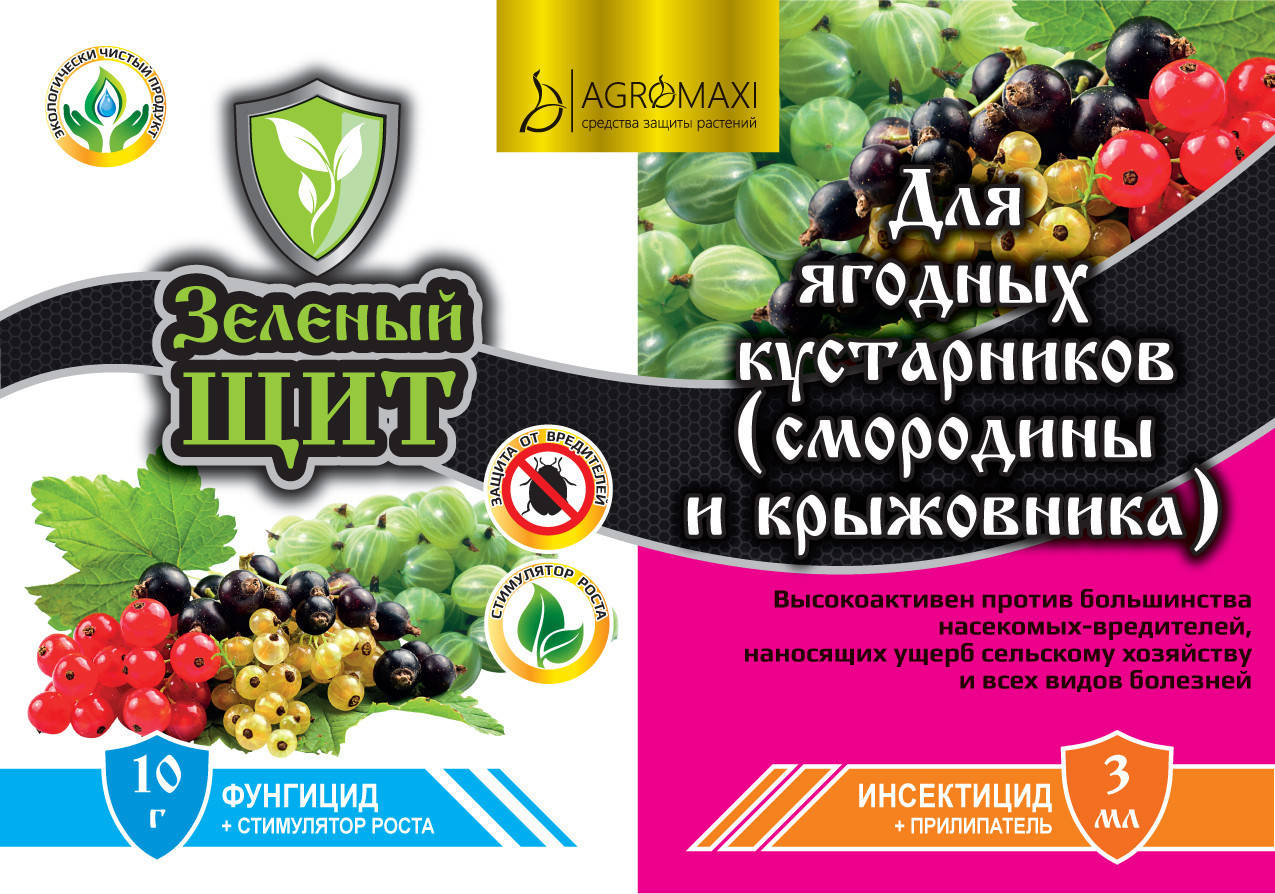 Инсектицид+Фунгицид Для Ягодных кустарников 10г+3мл Зеленый щит
Инсектицид+Фунгицид Для Ягодных кустарников 10г+3мл Зеленый щит