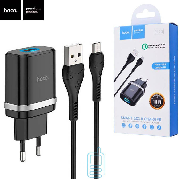 Быстрое зарядное устройство зарядка Hoco C12Q Smart Quick Charge 3.0 3А 18 Вт + кабель microUSB Гарантия, Черный
Быстрое зарядное устройство зарядка Hoco C12Q Smart Quick Charge 3.0 3А 18 Вт + кабель microUSB Гарантия, Черный