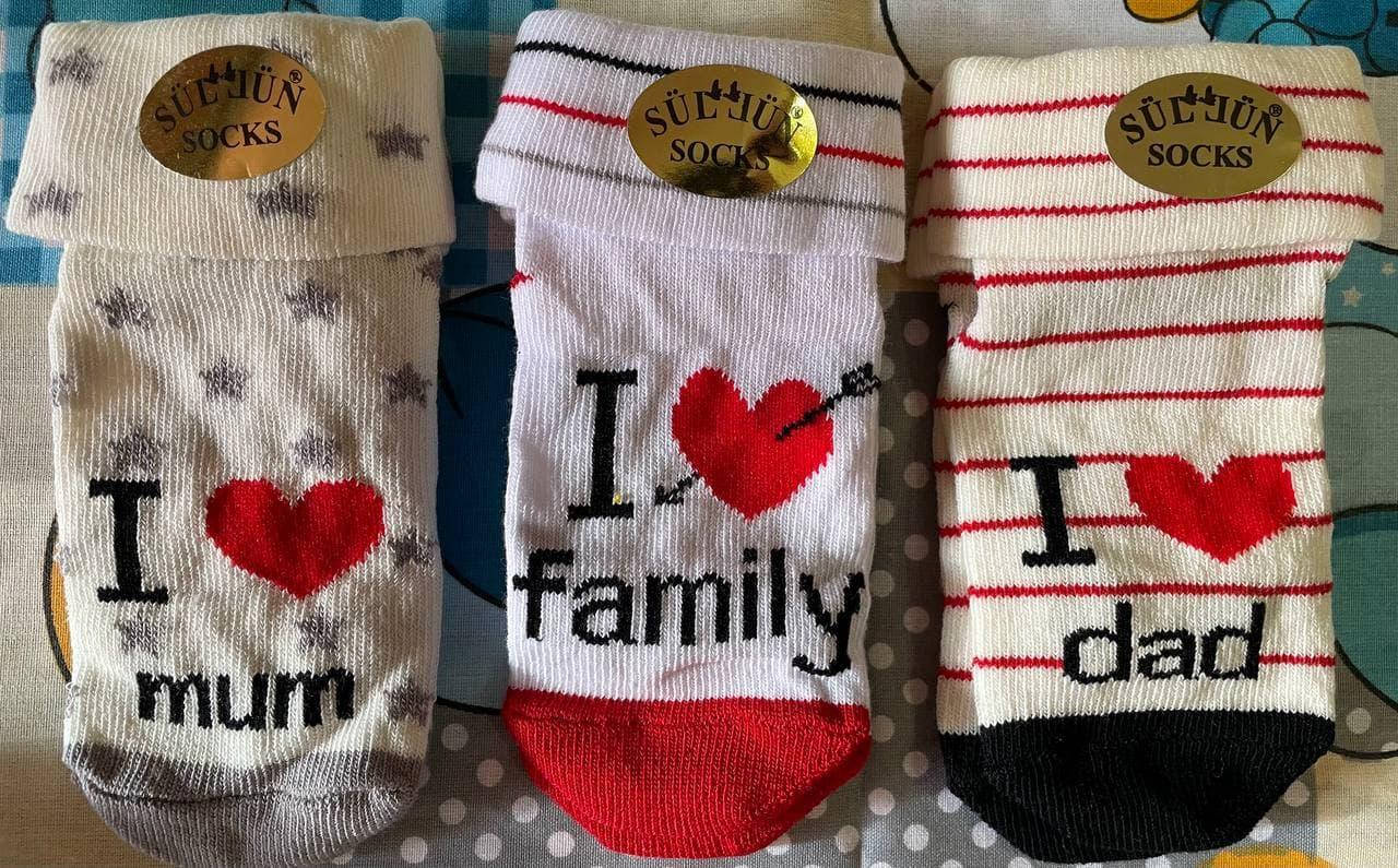 Набор детских демисезонных носков со стопперами, I Love Mum, I Love Dad, I Love Family, 3 пары, 6-12 месяцев
Набор детских демисезонных носков со стопперами, I Love Mum, I Love Dad, I Love Family, 3 пары, 6-12 месяцев