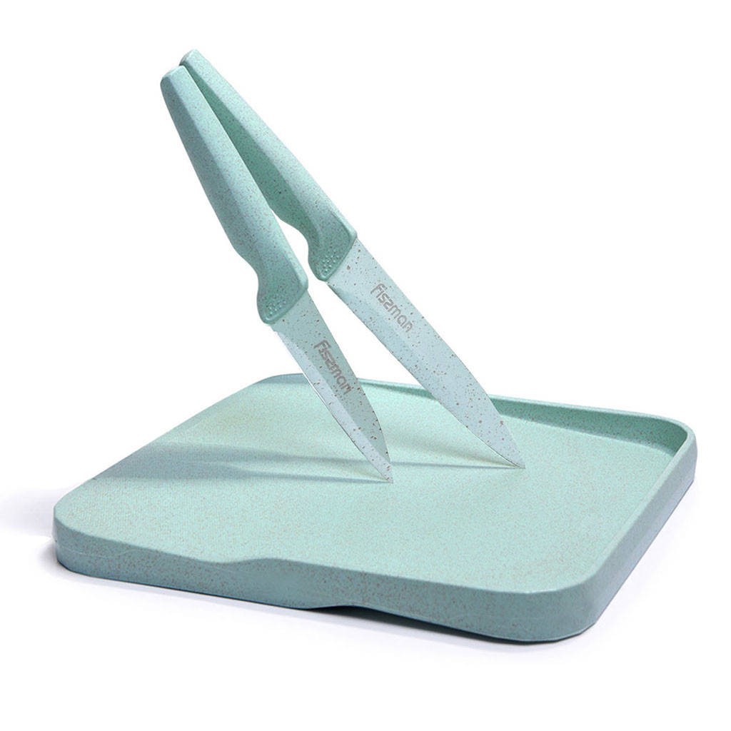 Набор ножей с разделочной доской пластиковой 22,5х23х2,5 см Fissman 2679 - MegaLavka 
Набор ножей с разделочной доской пластиковой 22,5х23х2,5 см Fissman 2679 - MegaLavka