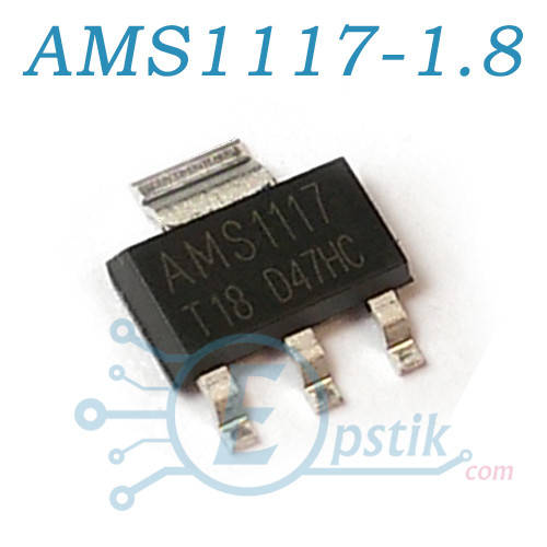 AMS1117-1.8, линейный стабилизатор напряжения, 1000мА, 1.8В, SOT223
AMS1117-1.8, линейный стабилизатор напряжения, 1000мА, 1.8В, SOT223