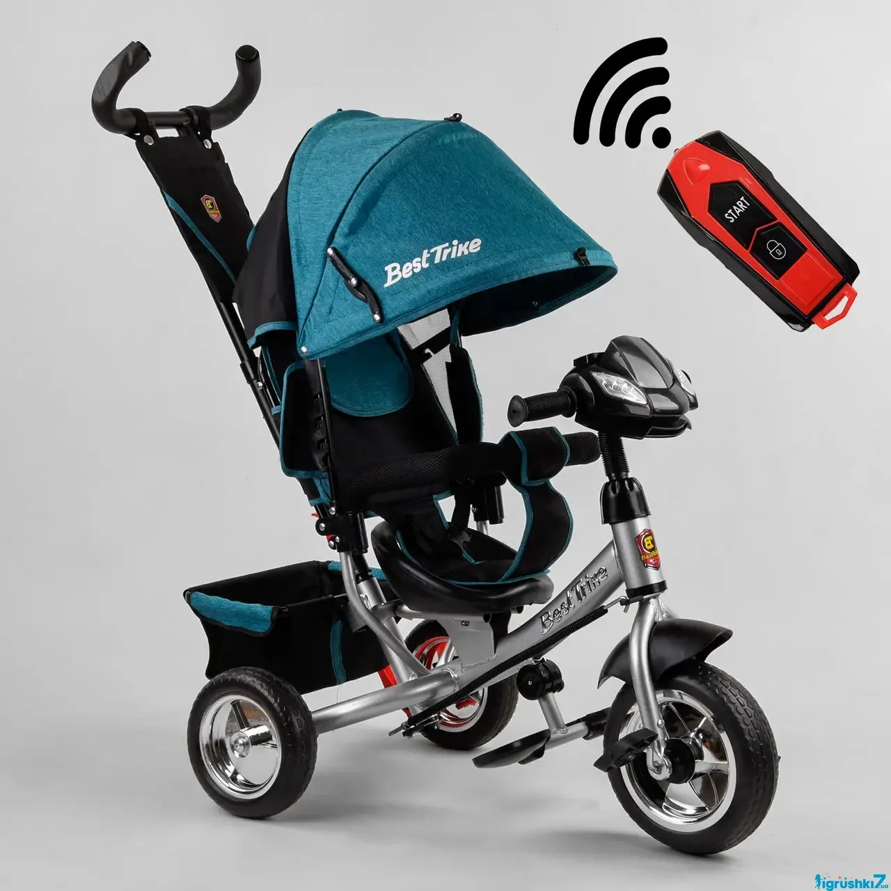 Детский трехколесный велосипед Best Trike с надувными колесами с родительской ручкой бирюзовый
Детский трехколесный велосипед Best Trike с надувными колесами с родительской ручкой бирюзовый