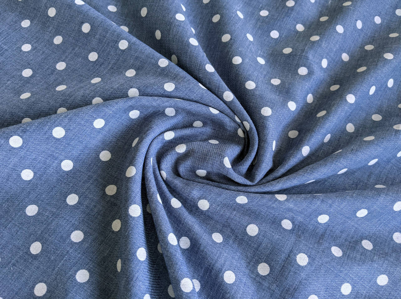 Коттон рубашечный горошек 7 мм, джинсовый 
Коттон рубашечный горошек 7 мм, джинсовый