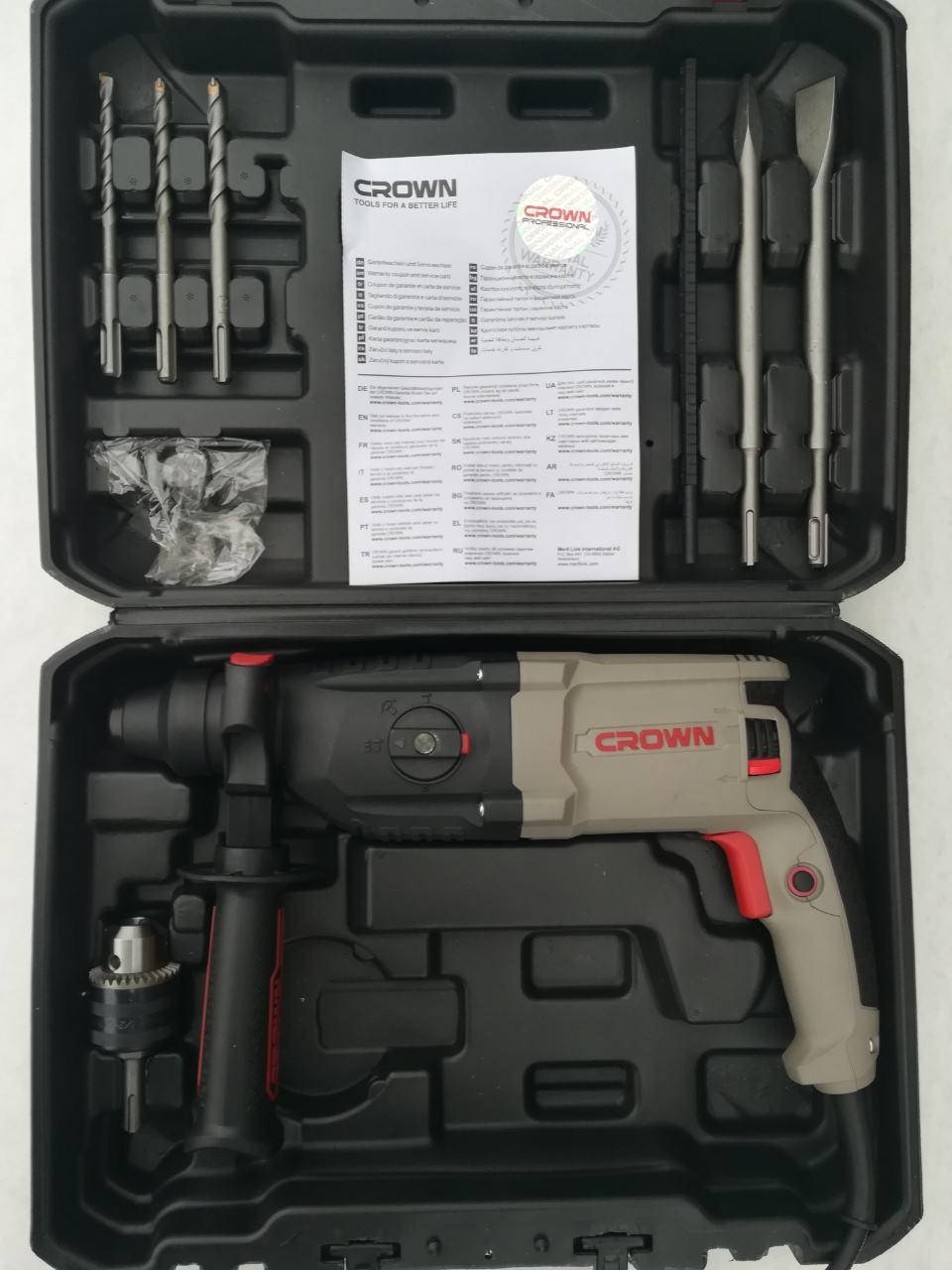 Перфоратор CROWN CT18108 BMC (3 режима, энергия удара 3,4 Дж, антивибрационная ручка,дополнительный патрон)
Перфоратор CROWN CT18108 BMC (3 режима, энергия удара 3,4 Дж, антивибрационная ручка,дополнительный патрон)