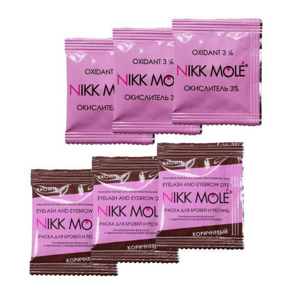 Nikk Mole. Набор саше краски для бровей 3 штуки по 5 мл + кремовый окислитель 3% 3 саше по 5мл.
Nikk Mole. Набор саше краски для бровей 3 штуки по 5 мл + кремовый окислитель 3% 3 саше по 5мл.