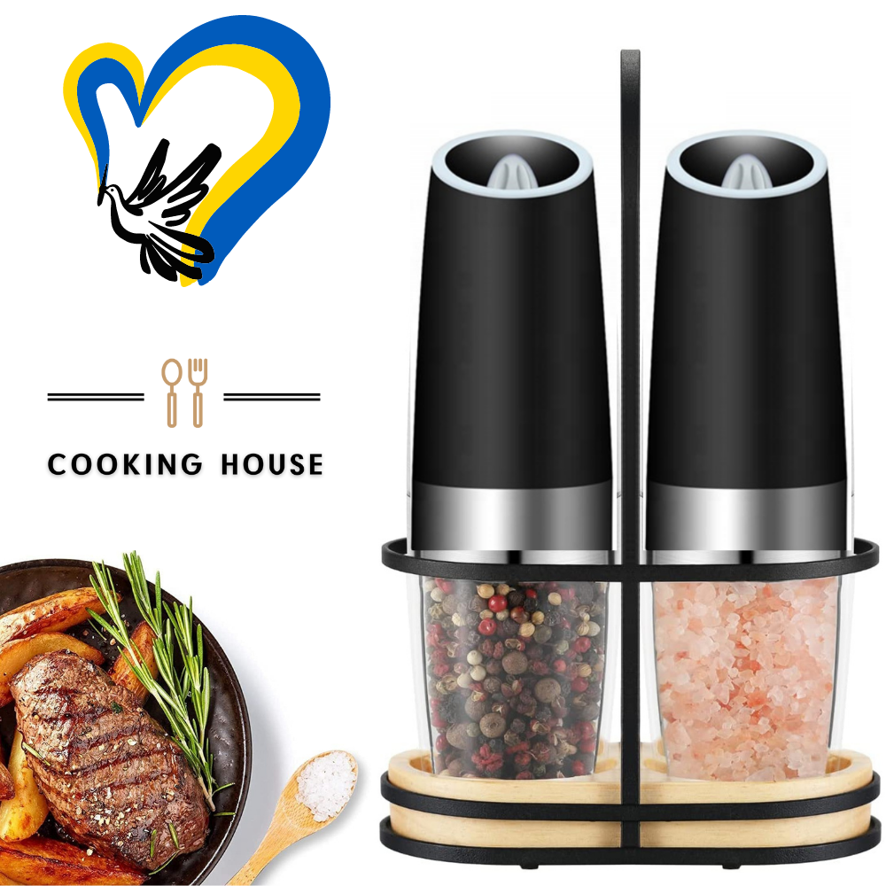 Набор электрических мельниц черного цвета на подставке –2 шт Cooking House для соли, перца и других специй, Светло-серый
Набор электрических мельниц черного цвета на подставке –2 шт Cooking House для соли, перца и других специй, Светло-серый