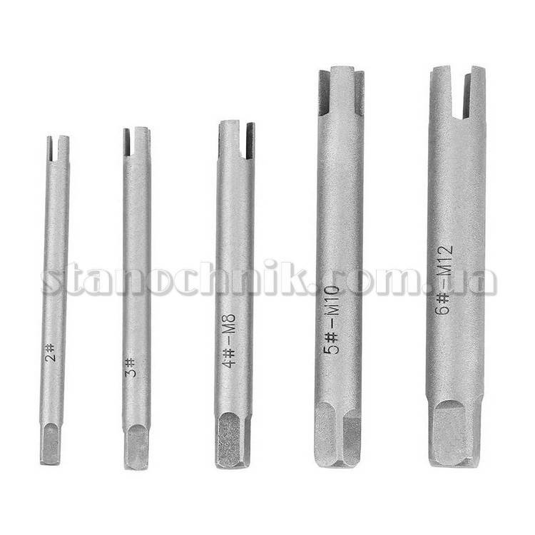 Набор экстракторов сломанных метчиков М5-М12 5 шт Китай 
Набор экстракторов сломанных метчиков М5-М12 5 шт Китай