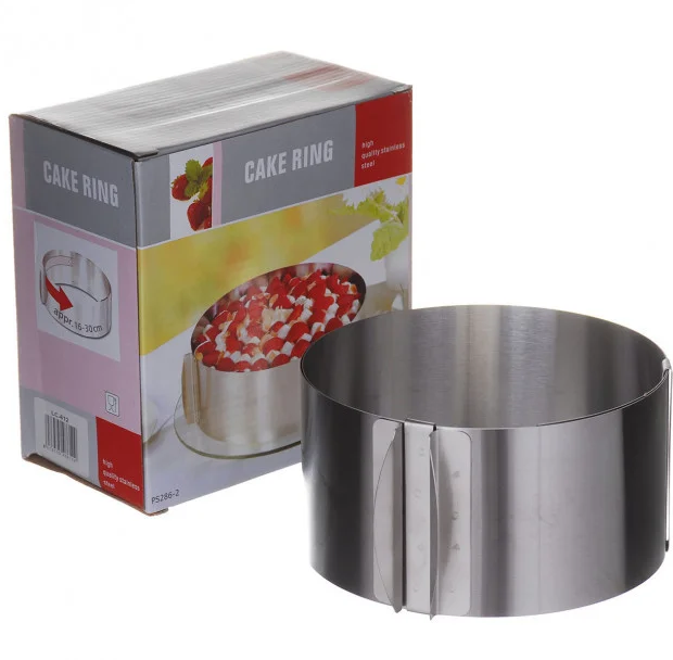 Раздвижное кольцо для торта Cake Ring 16-30 см | Круглая форма для выпечки без дна
Раздвижное кольцо для торта Cake Ring 16-30 см | Круглая форма для выпечки без дна