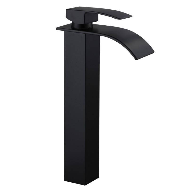 Черный смеситель для умывальника высокий Yoka Niagara Black 
Черный смеситель для умывальника высокий Yoka Niagara Black