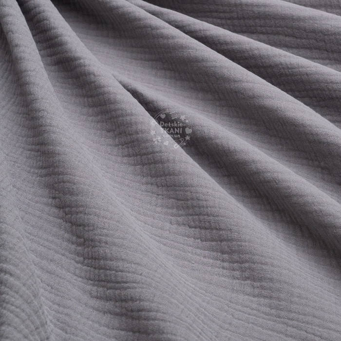 Четырёхслойный однотонный жатый муслин, цвет серый, ширина 135 см 
Четырёхслойный однотонный жатый муслин, цвет серый, ширина 135 см