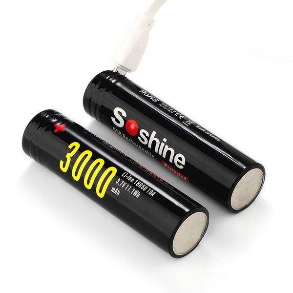 Аккумулятор литий-ионный 18650 Soshine 3000mAh (5A, 4.2/3.6/2.75V/microUSB) (без защиты) 
Аккумулятор литий-ионный 18650 Soshine 3000mAh (5A, 4.2/3.6/2.75V/microUSB) (без защиты)