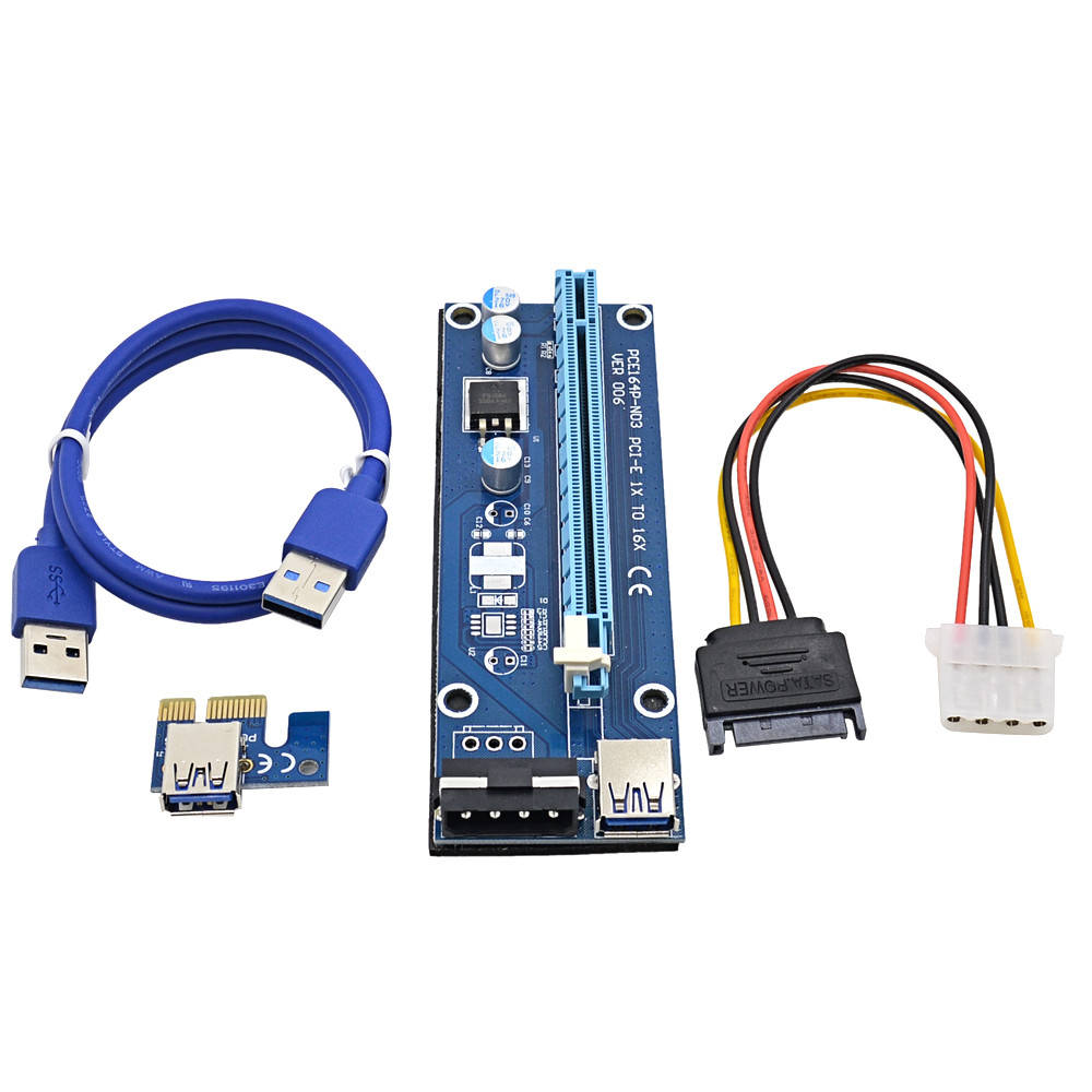 Райзер v006 USB 3.0 PCI-E 1X - 16X Riser для видеокарт 60см molex sata молекс сата майнинг 1060 470 580 480
Райзер v006 USB 3.0 PCI-E 1X - 16X Riser для видеокарт 60см molex sata молекс сата майнинг 1060 470 580 480