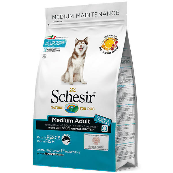 Schesir Dog Medium Adult Fish 12 кг сухой корм для взрослых собак средних пород с рыбой
Schesir Dog Medium Adult Fish 12 кг сухой корм для взрослых собак средних пород с рыбой