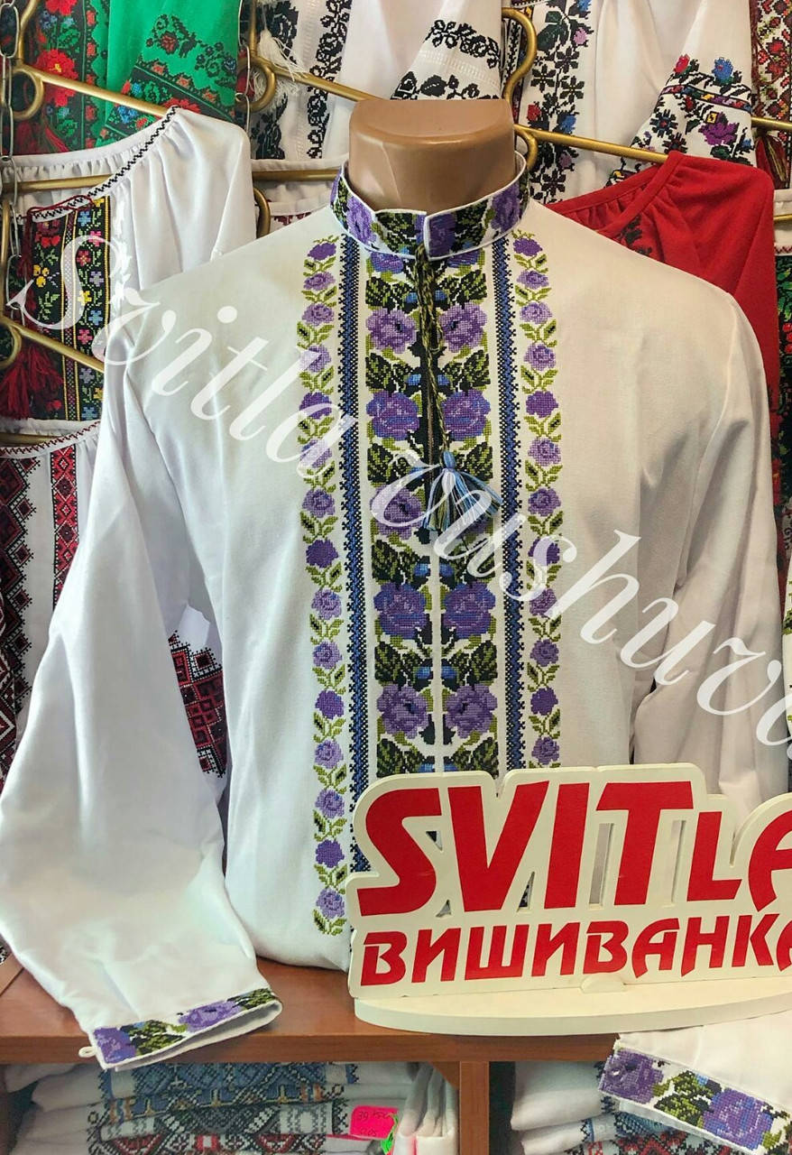 Чоловіча вишиванка на довгий рукав із коміром стійкою "Фіолетова роза"
Чоловіча вишиванка на довгий рукав із коміром стійкою "Фіолетова роза"