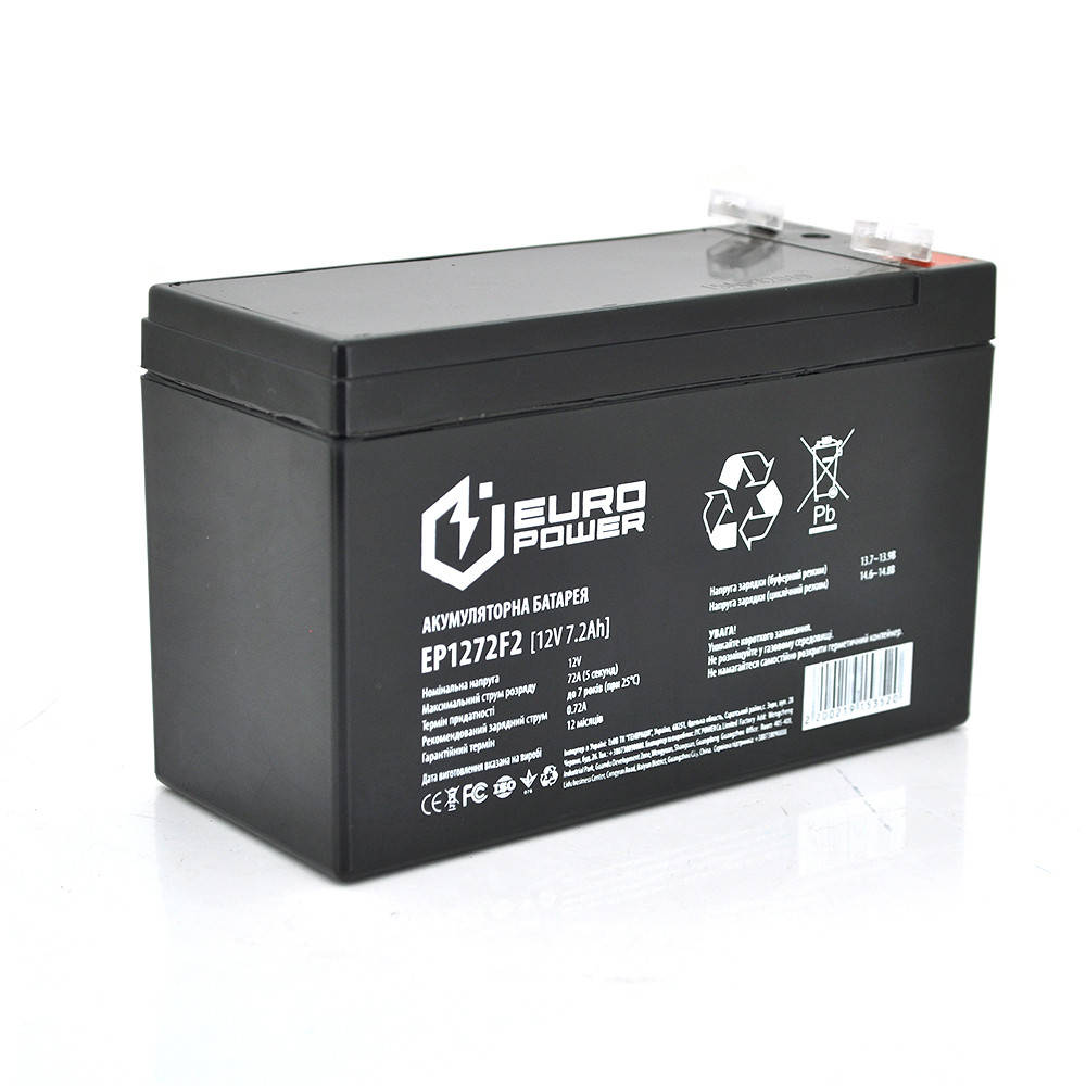Аккумуляторная батарея EUROPOWER AGM EP12-7.2F2 12 V 7,2 Ah ( 150 x 65 x 95 (100) ) Black Q10
Аккумуляторная батарея EUROPOWER AGM EP12-7.2F2 12 V 7,2 Ah ( 150 x 65 x 95 (100) ) Black Q10