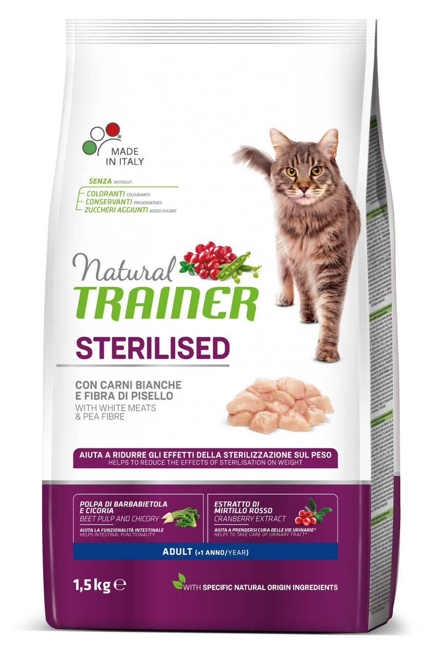Корм для стерилизованных кошек сухой сбалансированный с белым мясом Trainer Natural Super Premium 1,5 кг
Корм для стерилизованных кошек сухой сбалансированный с белым мясом Trainer Natural Super Premium 1,5 кг
