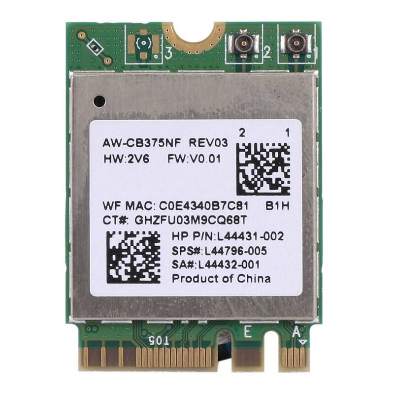 Wi-fi+BT 5.0 модуль M.2 Realtek RTL8822CE (AW-CB375NF) 802.11 a,b,g,n+ac 1200Mbps 2,4 GHz/ 5GHz!
Wi-fi+BT 5.0 модуль M.2 Realtek RTL8822CE (AW-CB375NF) 802.11 a,b,g,n+ac 1200Mbps 2,4 GHz/ 5GHz!
